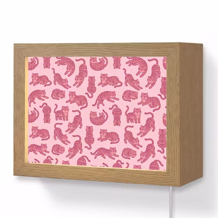 Lightbox - Wandlamp - Dieren - Patroon - Roze - Speels - Cartoon — 1