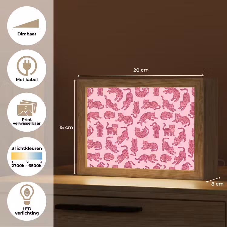 Lightbox - Wandlamp - Dieren - Patroon - Roze - Speels - Cartoon — 9