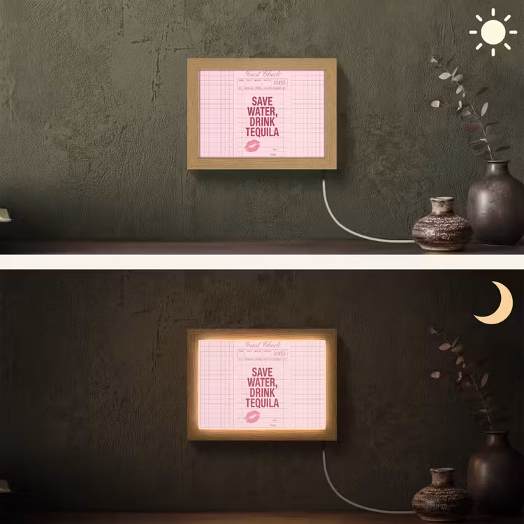 Lightbox - Wandlamp - Humor - Drank - Tekst - Roze — 3