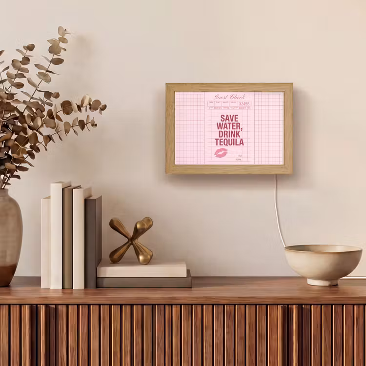 Lightbox - Wandlamp - Humor - Drank - Tekst - Roze — 4