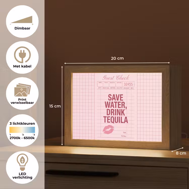 Lightbox - Wandlamp - Humor - Drank - Tekst - Roze — 9
