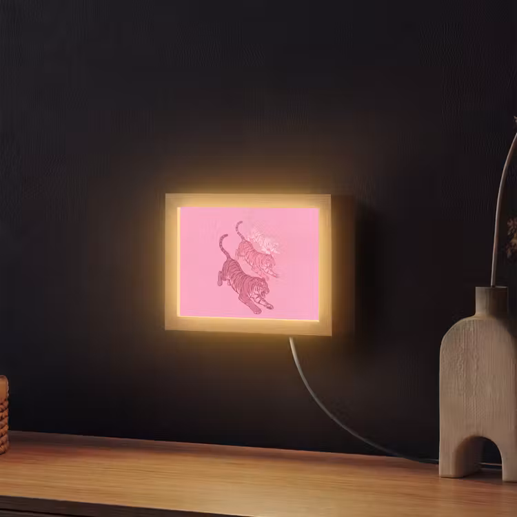Lightbox - Wandlamp - Kat - Springend - Dieren - Roze - Modern — 2
