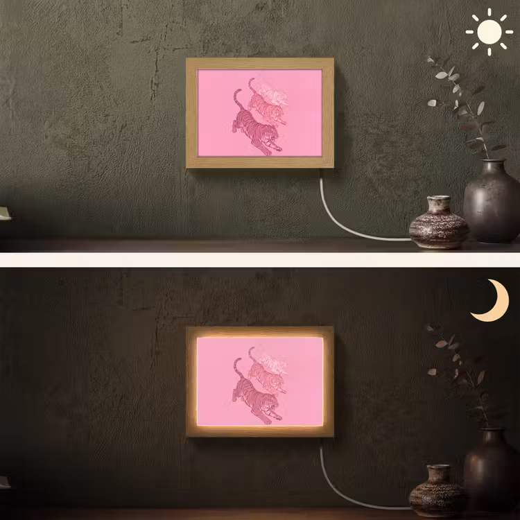 Lightbox - Wandlamp - Kat - Springend - Dieren - Roze - Modern — 3