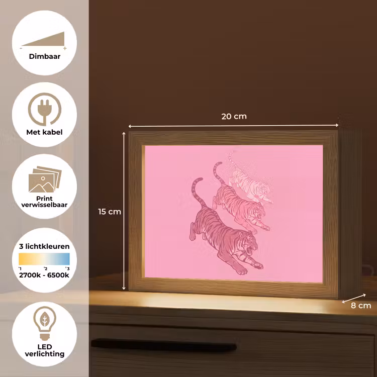 Lightbox - Wandlamp - Kat - Springend - Dieren - Roze - Modern — 9