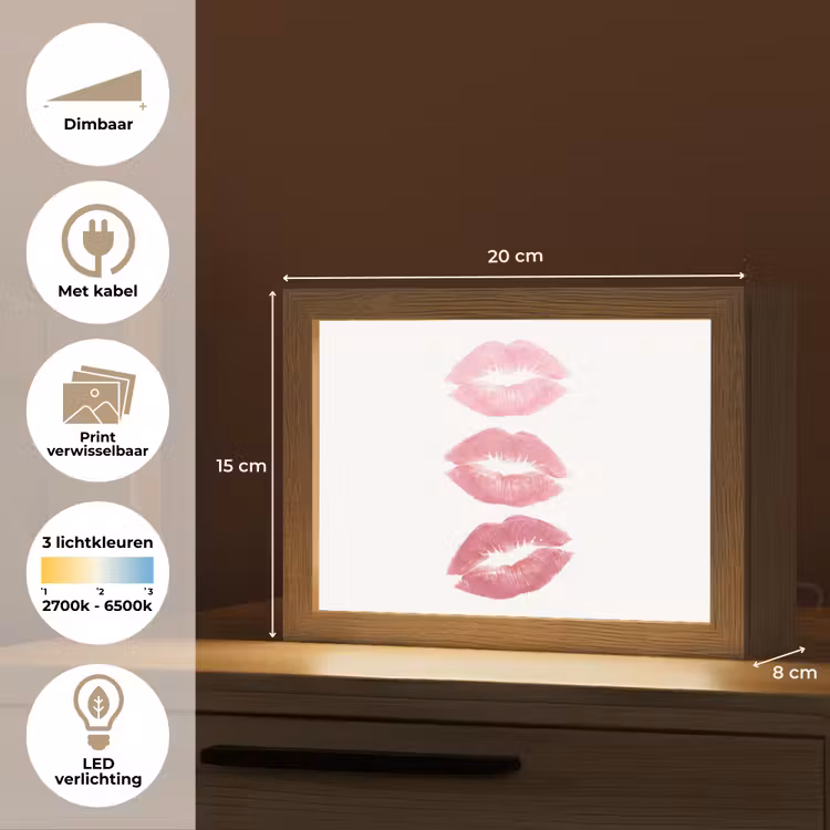 Lightbox - Wandlamp - Lippen - Kusafdruk - Roze - Modern - Abstract — 9