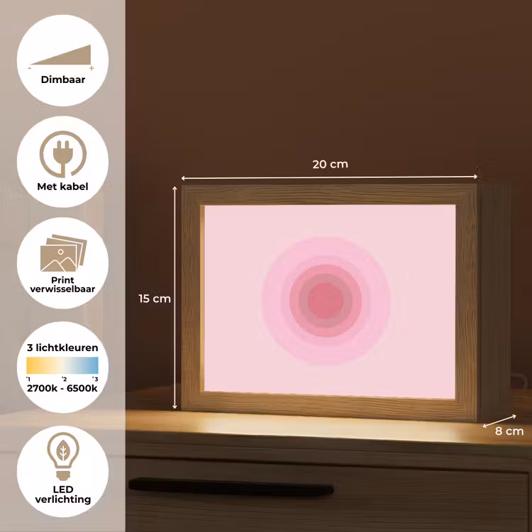 Lightbox - Wandlamp - Patroon - Cirkels - Abstract - Roze - Modern — 9