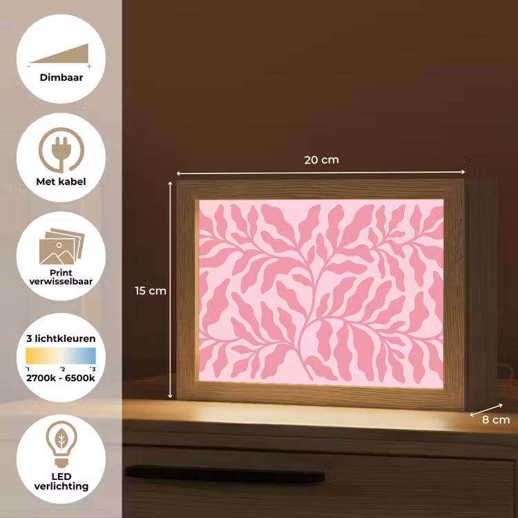 Lightbox - Wandlamp - Planten - Organisch - Abstract - Modern - Roze — 9