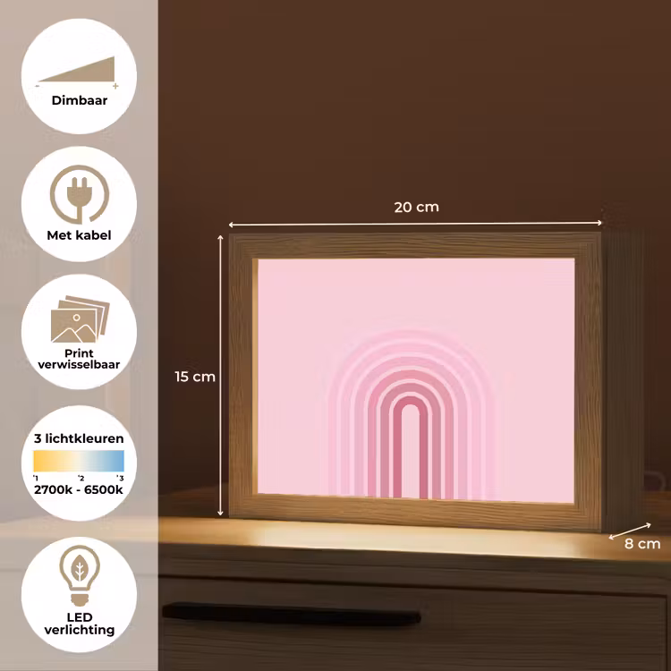 Lightbox - Wandlamp - Regenboog - Roze - Abstract - Modern - Minimalistisch — 9