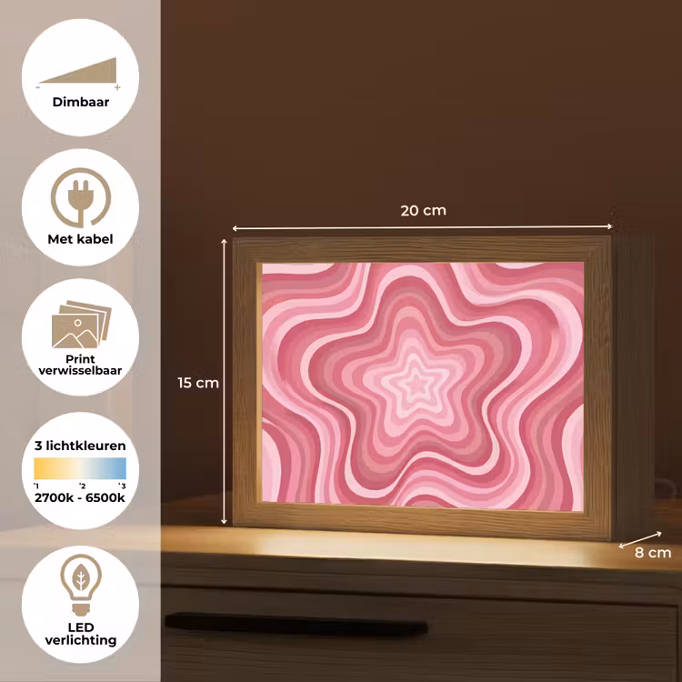 Lightbox - Wandlamp - Ster - Golvend - Abstract - Roze — 9