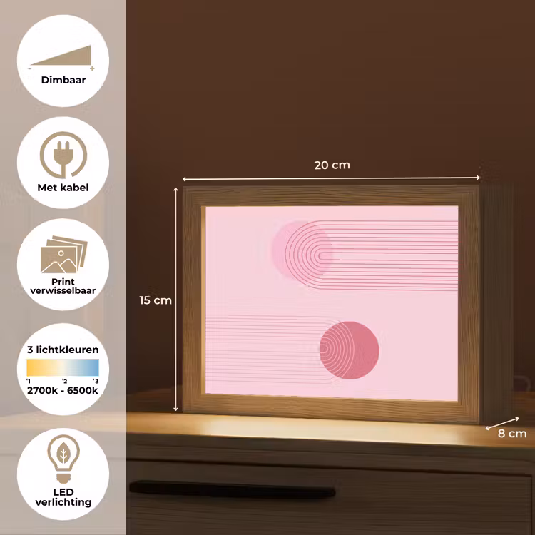 Lightbox - Wandlamp - Vormen - Lijnen - Minimalistisch - Roze — 9