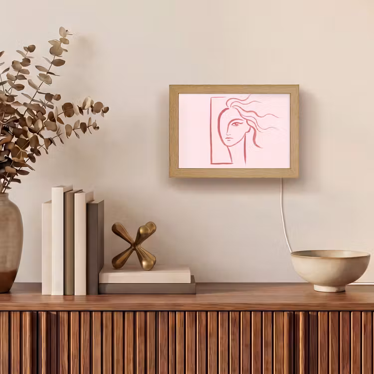Lightbox - Wandlamp - Vrouw - Portret - Abstract - Lijnkunst - Rood — 4