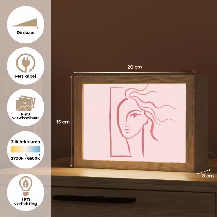 Lightbox - Wandlamp - Vrouw - Portret - Abstract - Lijnkunst - Rood — 9