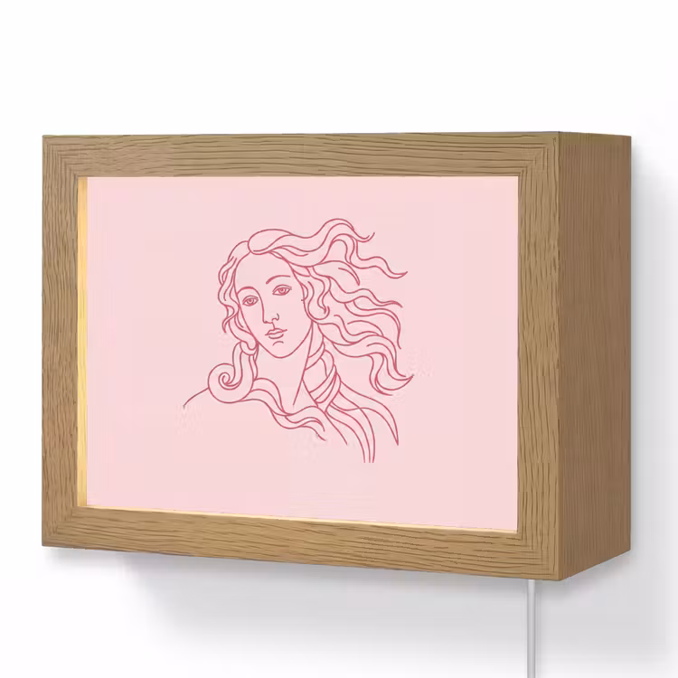 Lightbox - Wandlamp - Vrouw - Portret - Klassiek - Line-art - Roze — 1
