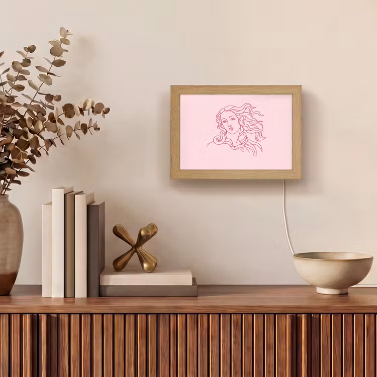 Lightbox - Wandlamp - Vrouw - Portret - Klassiek - Line-art - Roze — 4