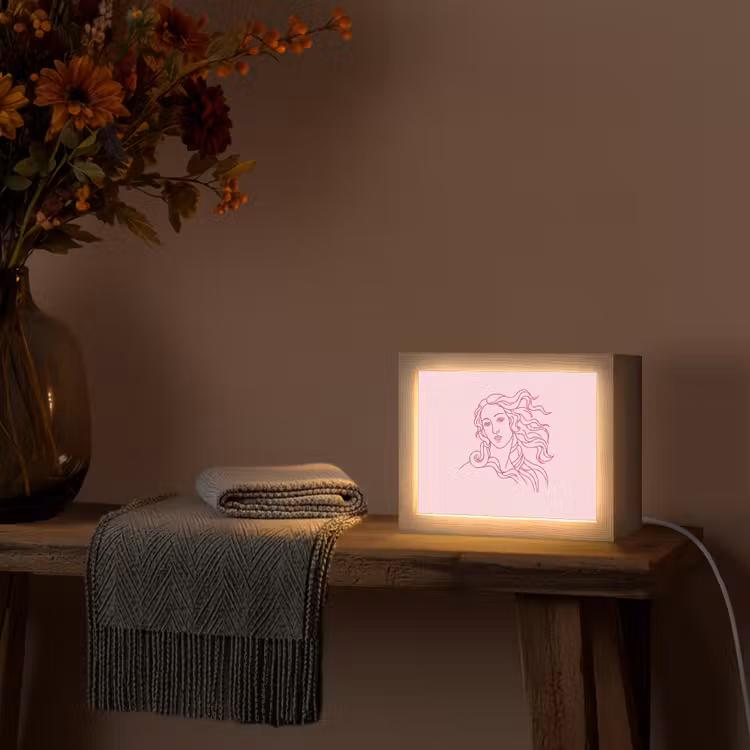 Lightbox - Wandlamp - Vrouw - Portret - Klassiek - Line-art - Roze — 5
