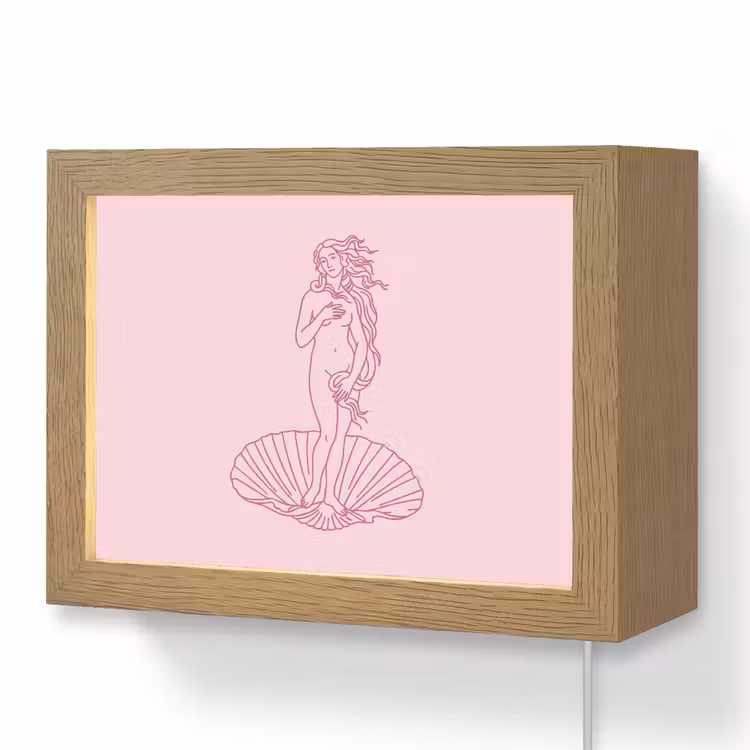 Lightbox - Wandlamp - Vrouw - Schelp - Kunst - Lijntekening - Roze — 1