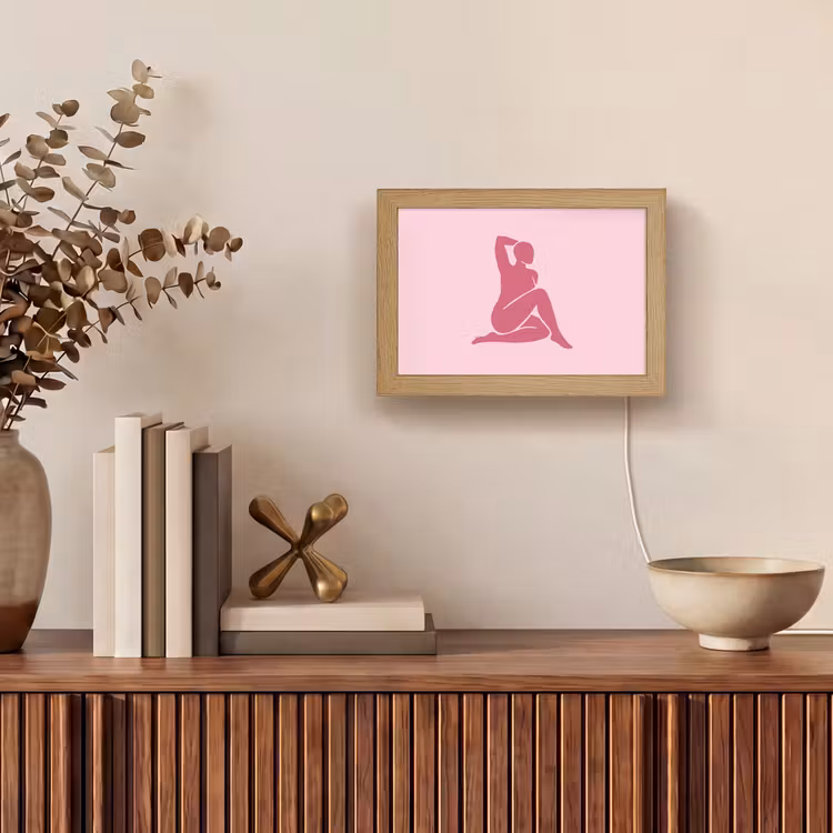 Lightbox - Wandlamp - Vrouw - Silhouet - Abstract - Modern - Roze — 4