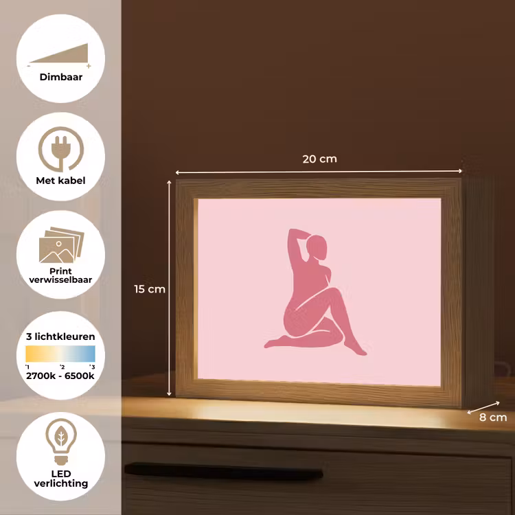 Lightbox - Wandlamp - Vrouw - Silhouet - Abstract - Modern - Roze — 9