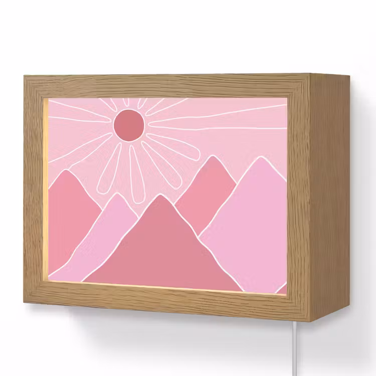 Lightbox - Wandlamp - Zon - Bergen - Natuur - Abstract - Roze — 1