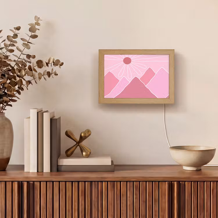 Lightbox - Wandlamp - Zon - Bergen - Natuur - Abstract - Roze — 4