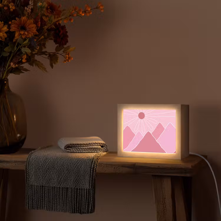 Lightbox - Wandlamp - Zon - Bergen - Natuur - Abstract - Roze — 5
