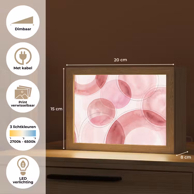 Lightbox - Wandlamp - Abstract - Cirkels - Modern - Roze - Kunst — 9