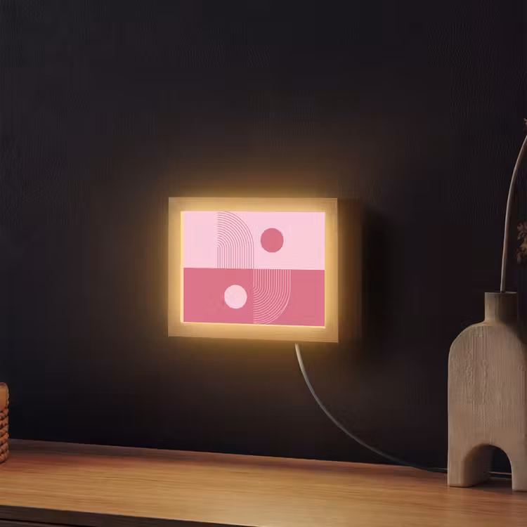 Lightbox - Wandlamp - Geometrie - Patroon - Abstract - Roze - Modern — 2
