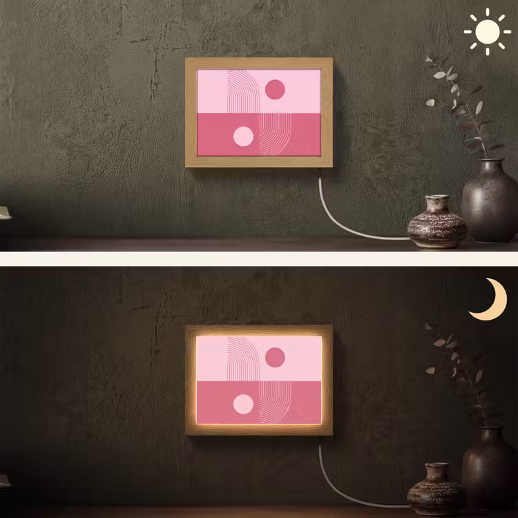Lightbox - Wandlamp - Geometrie - Patroon - Abstract - Roze - Modern — 3