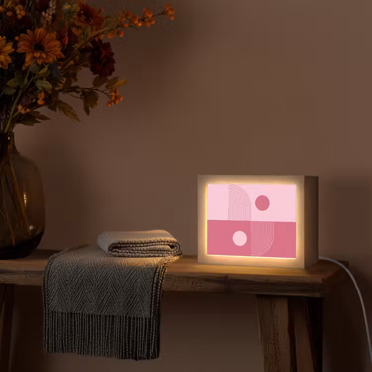 Lightbox - Wandlamp - Geometrie - Patroon - Abstract - Roze - Modern — 5