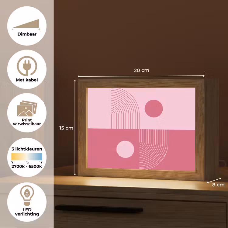 Lightbox - Wandlamp - Geometrie - Patroon - Abstract - Roze - Modern — 9