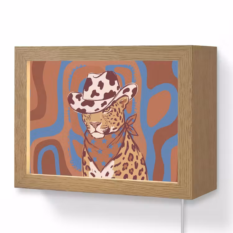 Lightbox - Wandlamp - Dieren - Cowboyhoed - Modern - Illustratie - Bruin — 1
