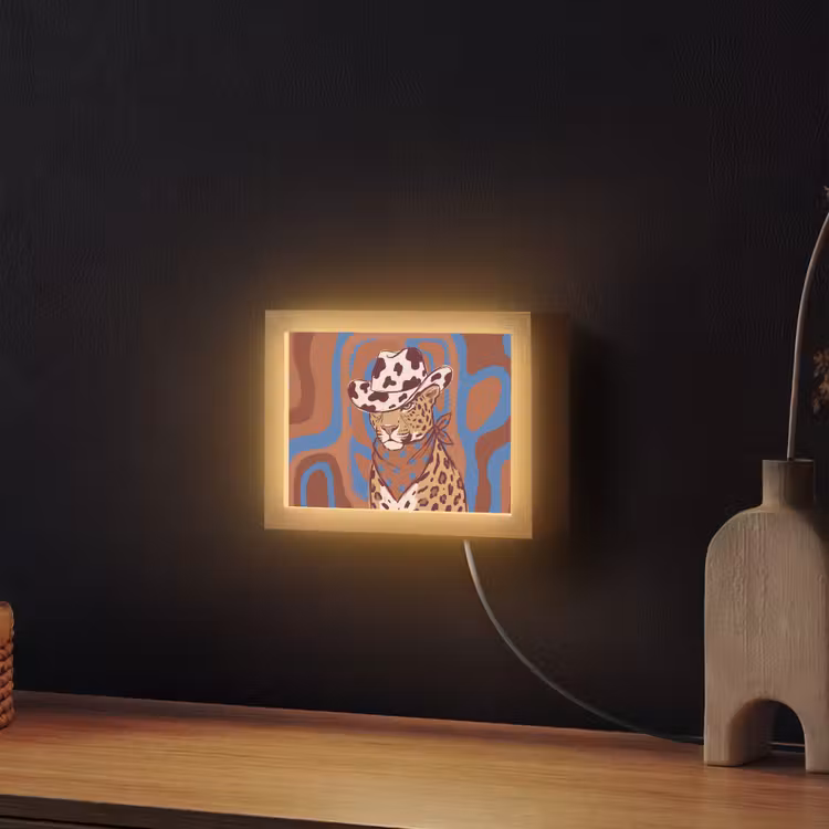 Lightbox - Wandlamp - Dieren - Cowboyhoed - Modern - Illustratie - Bruin — 2