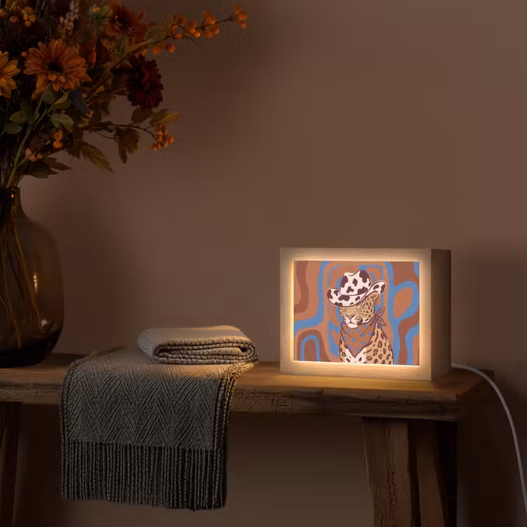 Lightbox - Wandlamp - Dieren - Cowboyhoed - Modern - Illustratie - Bruin — 5