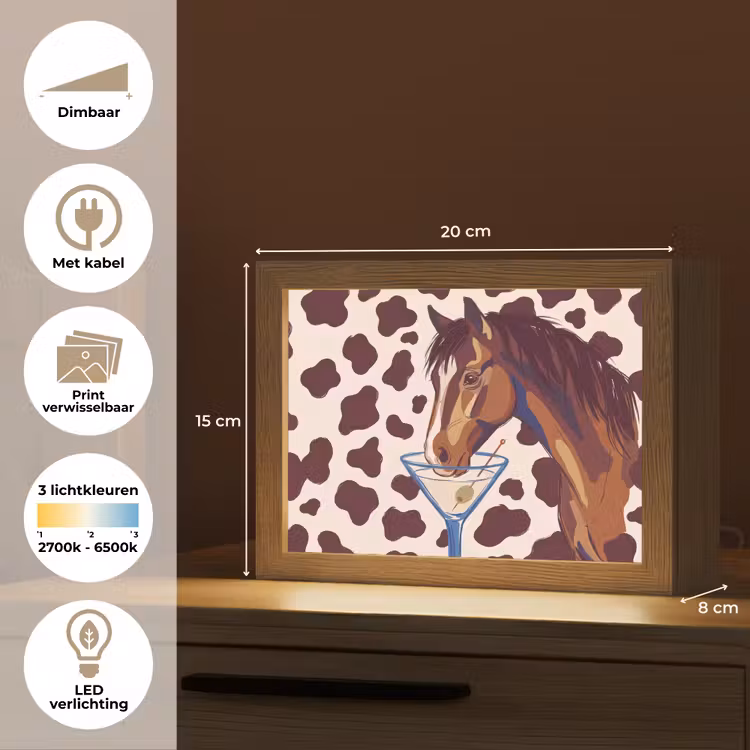 Lightbox - Wandlamp - Paard - Martini - Dieren - Abstract - Bruin — 9