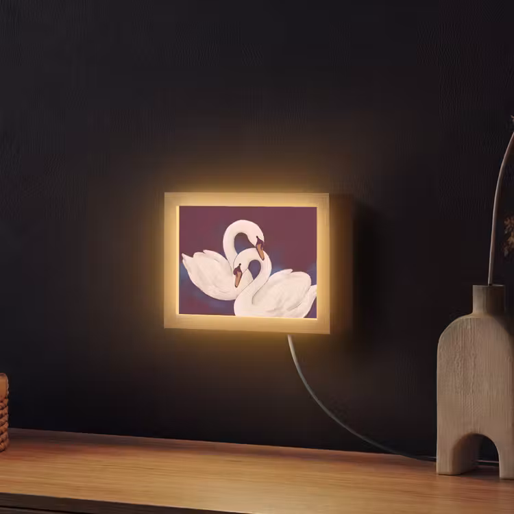 Lightbox - Wandlamp - Vogel - Koppel - Liefde - Abstract - Wit — 2
