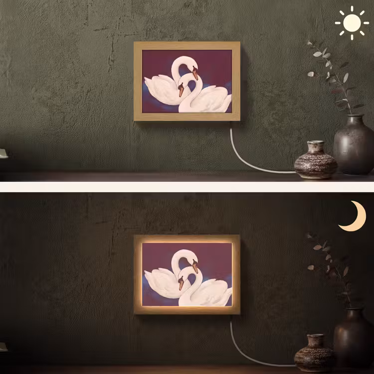 Lightbox - Wandlamp - Vogel - Koppel - Liefde - Abstract - Wit — 3