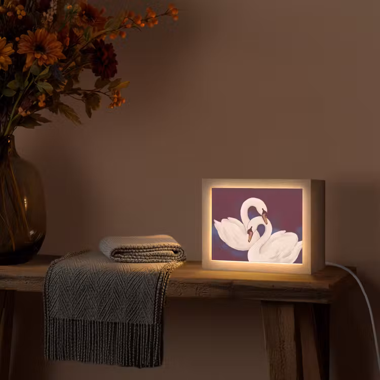 Lightbox - Wandlamp - Vogel - Koppel - Liefde - Abstract - Wit — 5