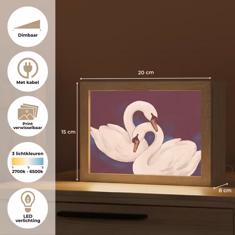 Lightbox - Wandlamp - Vogel - Koppel - Liefde - Abstract - Wit — 9