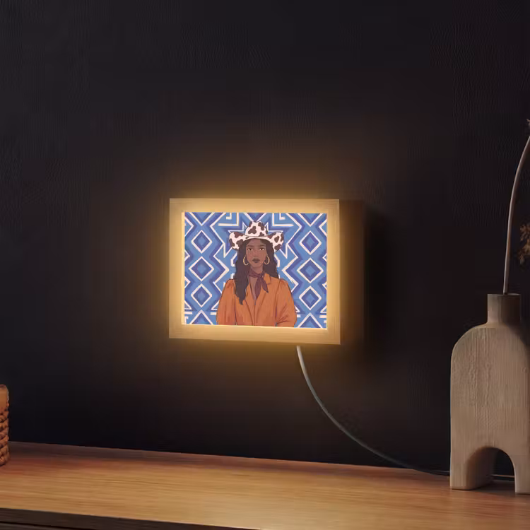 Lightbox - Wandlamp - Vrouw - Cowboyhoed - Portret - Modern - Blauw — 2