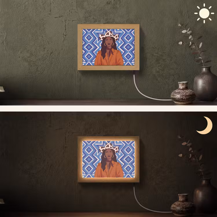 Lightbox - Wandlamp - Vrouw - Cowboyhoed - Portret - Modern - Blauw — 3