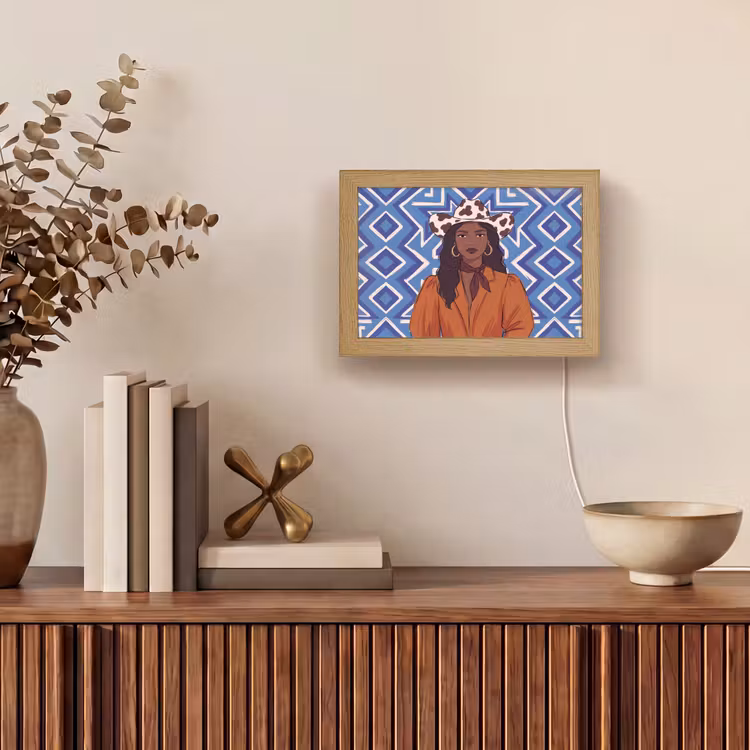 Lightbox - Wandlamp - Vrouw - Cowboyhoed - Portret - Modern - Blauw — 4