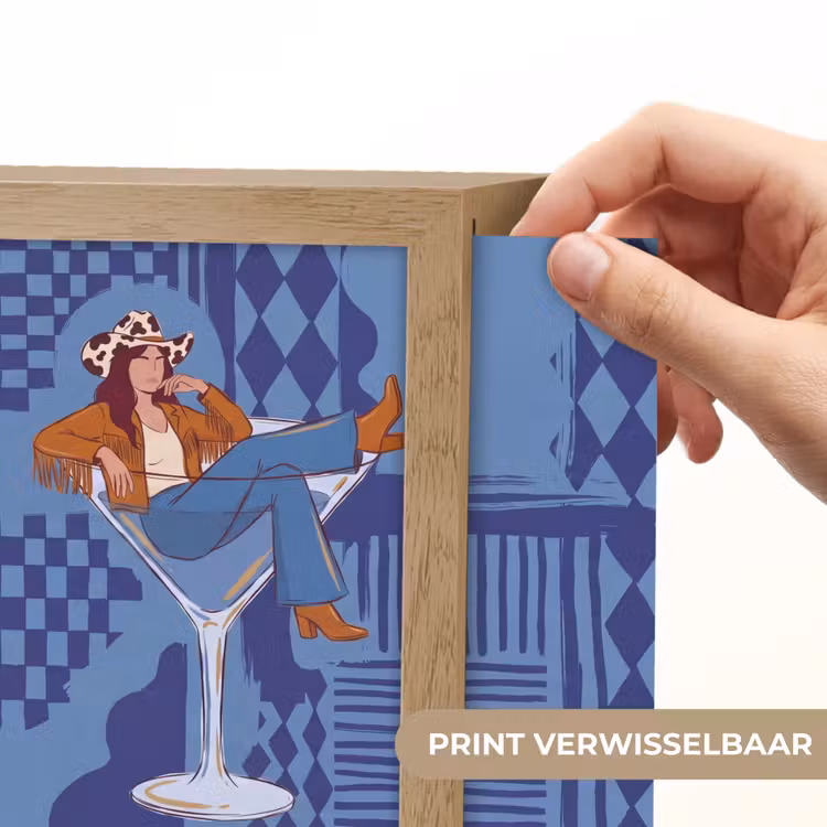 Lightbox - Wandlamp - Vrouw - Martini glas - Abstract - Blauw - Kunst — 6