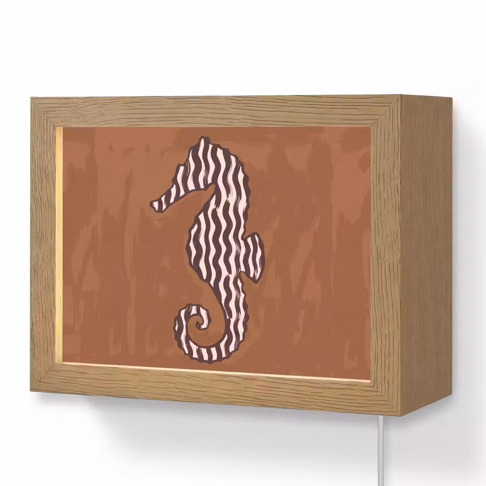 Lightbox - Wandlamp - Dieren - Zeepaardje - Abstract - Bruin - Strepen — 1