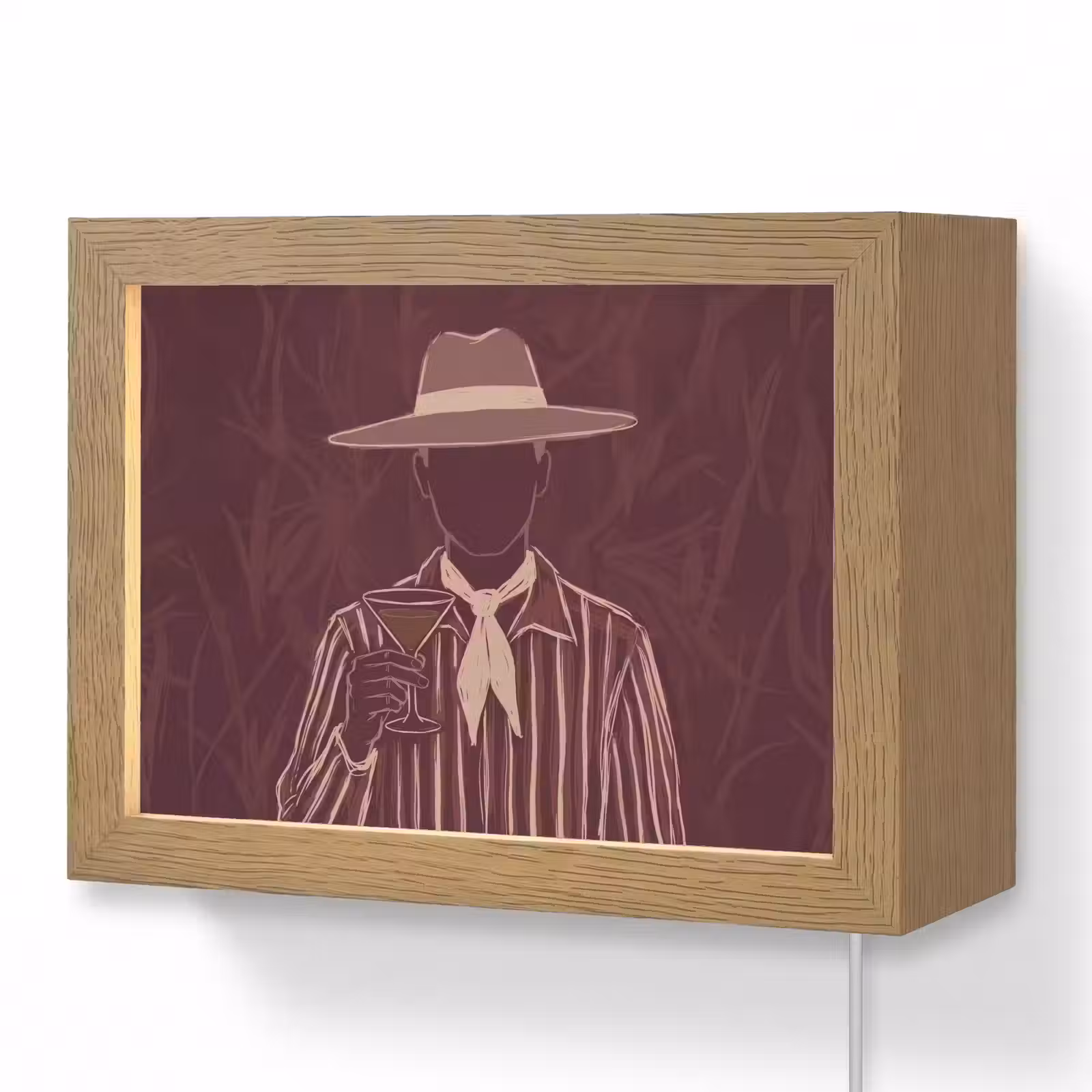 Lightbox - Wandlamp - Mens - Hoed - Cocktail - Abstract - Bruin — 1