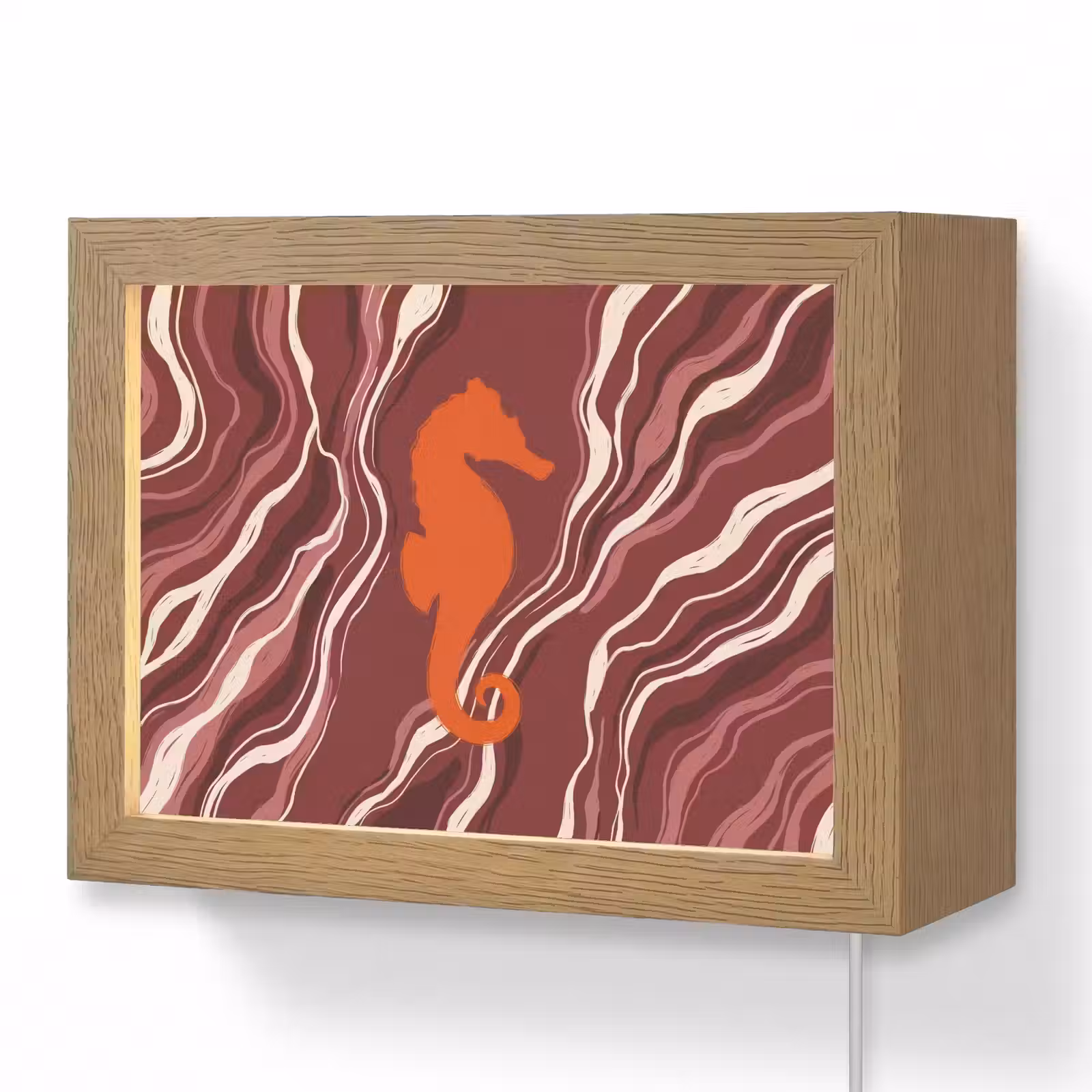 Lightbox - Wandlamp - Zeepaardje - Golven - Zeeleven - Abstract - Oranje — 1