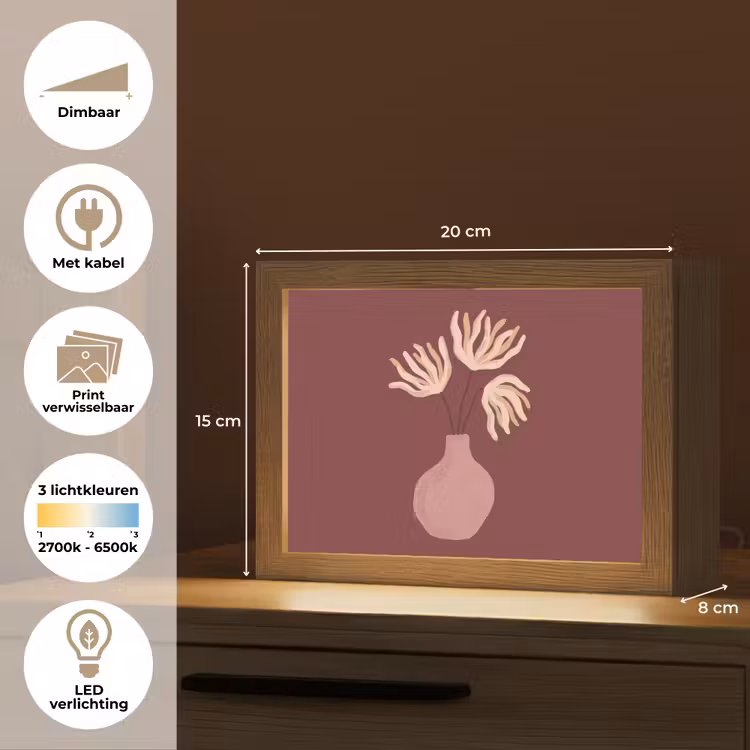 Lightbox - Wandlamp - Bloemen - Vaas - Abstract - Modern - Aardetinten — 9