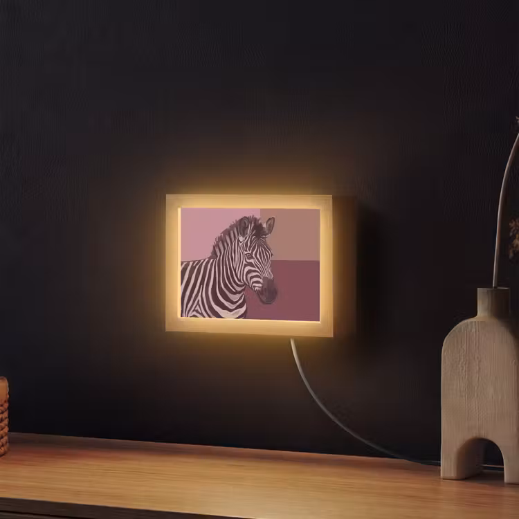 Lightbox - Wandlamp - Dieren - Zebrahoofd - Wildlife - Modern - Bruin — 2