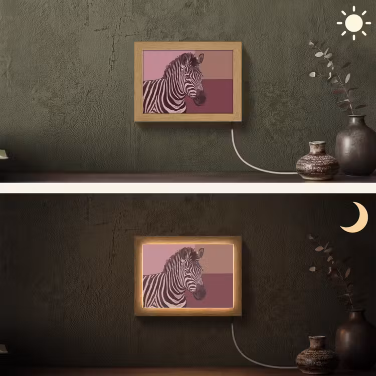 Lightbox - Wandlamp - Dieren - Zebrahoofd - Wildlife - Modern - Bruin — 3
