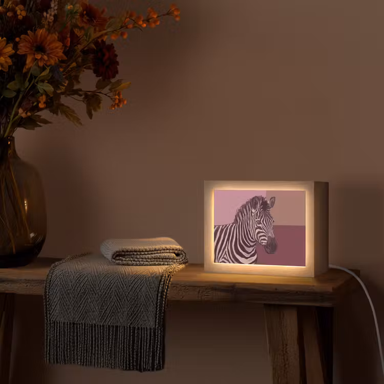 Lightbox - Wandlamp - Dieren - Zebrahoofd - Wildlife - Modern - Bruin — 5