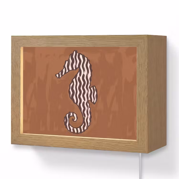 Lightbox - Wandlamp - Dieren - Zeepaardje - Abstract - Bruin - Strepen — 1
